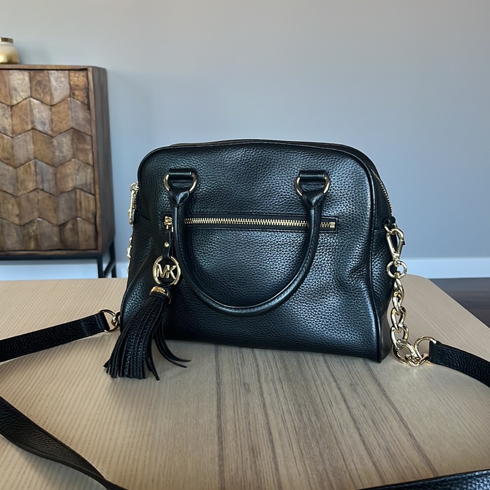 Michael Kors Black Leather Satchel EUC